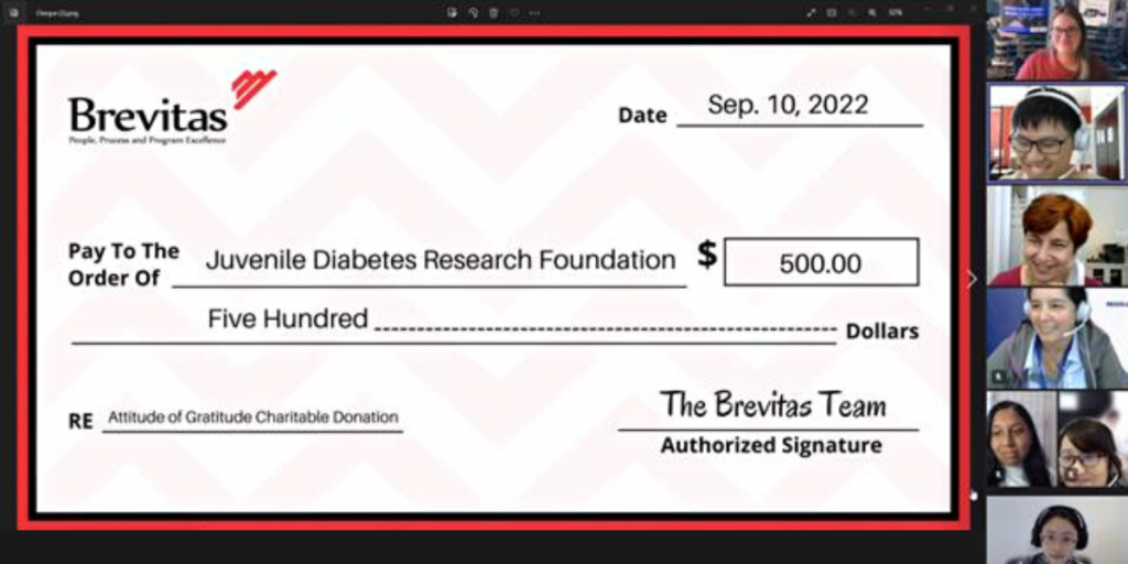 JDRF Cheque Presentation